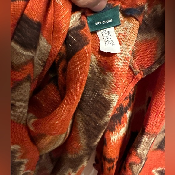 Ralph Lauren Womens Rust Southwest Popover Pleated Blouse L/s Ck Measurements - Picture 6 of 10